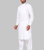White plain cotton pathani-suits
