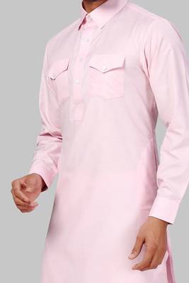 Pink plain cotton pathani-suits 2