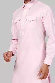 Pink plain cotton pathani-suits