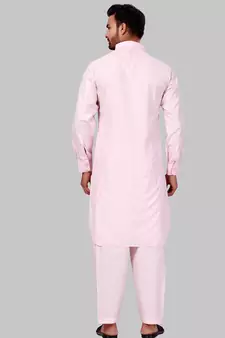 Pink plain cotton pathani-suits