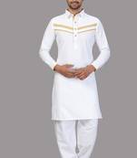 White plain cotton pathani-suits