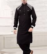 Black plain cotton pathani-suits