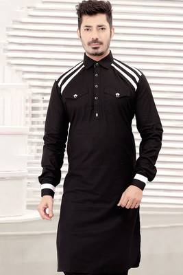 Black plain cotton pathani-suits 2