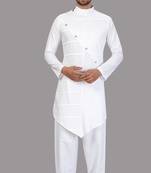 White plain cotton pathani-suits