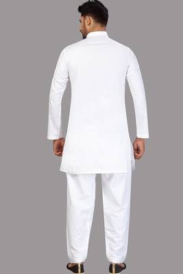 White plain cotton pathani-suits 2