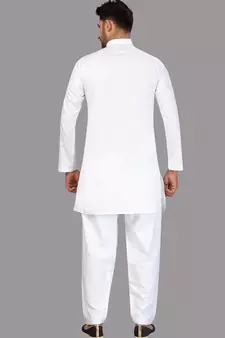 White plain cotton pathani-suits