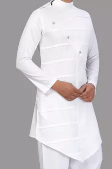 White plain cotton pathani-suits