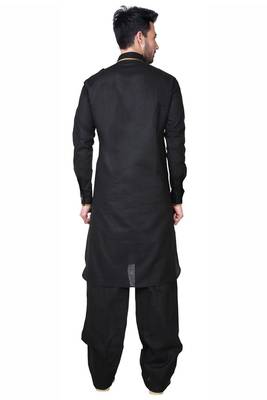 Black plain cotton pathani-suits 2