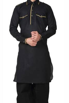 Black plain cotton pathani-suits 3