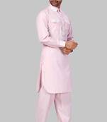 Pink plain cotton pathani-suits