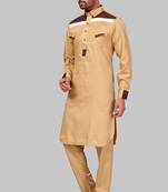 Brown plain cotton pathani-suits