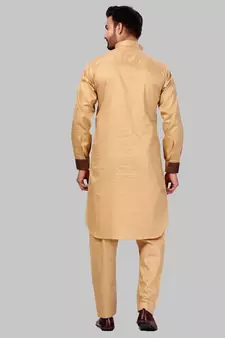 Brown plain cotton pathani-suits