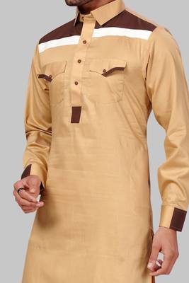 Brown plain cotton pathani-suits 3