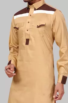 Brown plain cotton pathani-suits