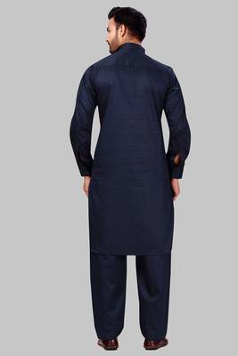 Blue plain cotton pathani-suits 2