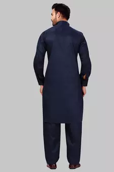 Blue plain cotton pathani-suits