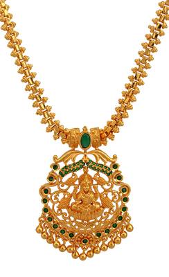 radhas creations bridal gold emerald temple necklace - yellow gold finish 2