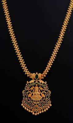 radhas creations bridal gold emerald temple necklace - yellow gold finish 3
