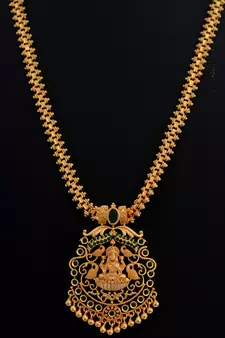 radhas creations bridal gold emerald temple necklace - yellow gold finish