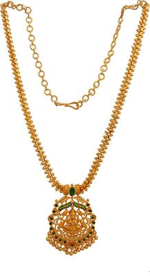 radhas creations bridal gold emerald temple necklace - yellow gold finish 4