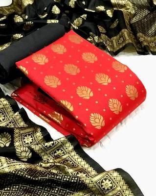 Red floral print brocade salwar 1