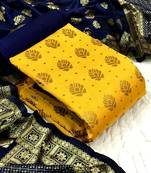 Yellow floral print brocade salwar
