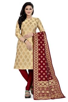 Beige Zari Woven Brocade Salwar