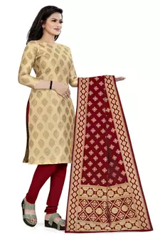 Beige Zari Woven Brocade Salwar