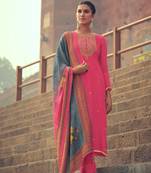 Pink Embroidered Cotton Salwar Up To 42" Size