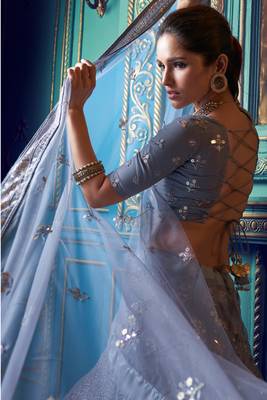 Bluish Grey Lehenga Choli Set For Women 2