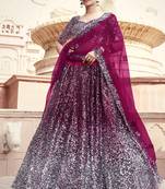 Pink Embroidered Net Semi Stitched Lehenga Up To 42" Size