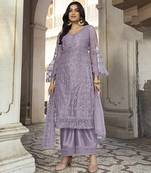 Lavender embroidered net salwar