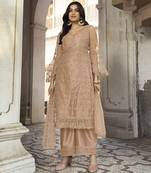 Beige embroidered net salwar