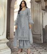 Silver embroidered net salwar