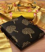 Coffee floral print brocade salwar