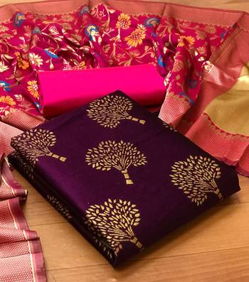 Wine floral print brocade salwar 1