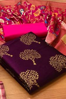 Wine floral print brocade salwar