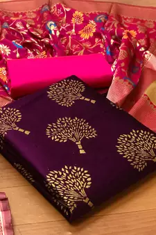 Wine floral print brocade salwar