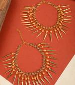 Statement Design Gold Plated Pearl Studded with Triangle Fringes hanging Toe Anklet for Girls and Women