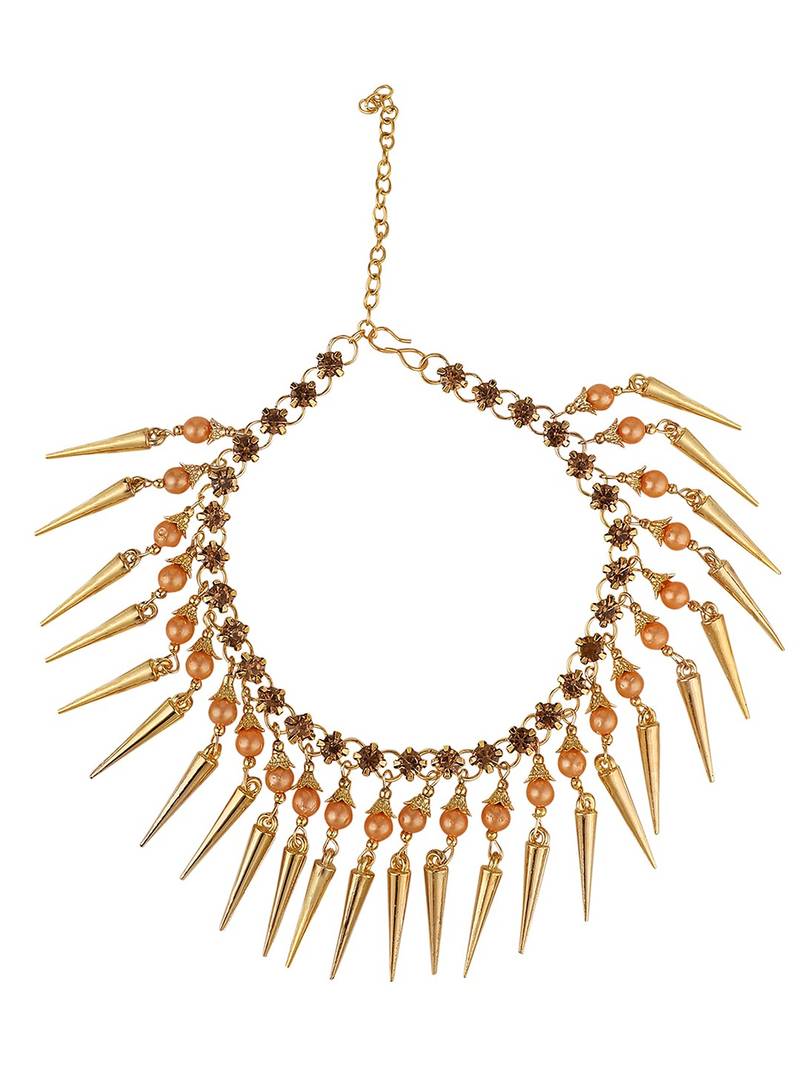 Statement Design Gold Plated Pearl Studded with Triangle Fringes hanging Toe Anklet for Girls and Women