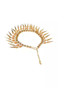 Statement Design Gold Plated Pearl Studded with Triangle Fringes hanging Toe Anklet for Girls and Women