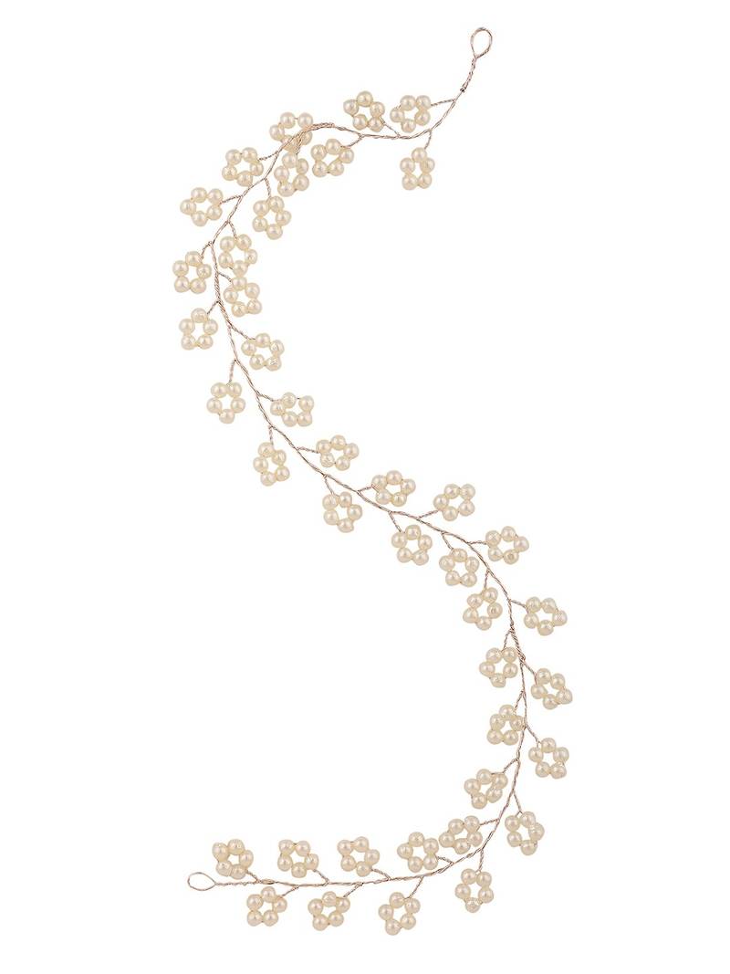 Statement Silver Plated Floral Design Peal Studded Foldable Hair Accessory for Women and Girls