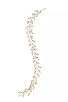 Statement Gold Plated Leaf Design Peal Studded Foldable Hair Accessory for Women and Girls