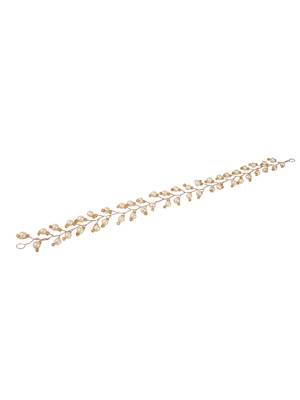 Statement Gold Plated Leaf Design Peal Studded Foldable Hair Accessory for Women and Girls 5
