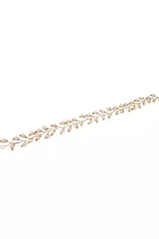 Statement Gold Plated Leaf Design Peal Studded Foldable Hair Accessory for Women and Girls