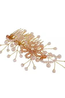 Statement Gold Plated Pearl Studded Floral Design Foldable Hair Accessory with comb for Women and Girls
