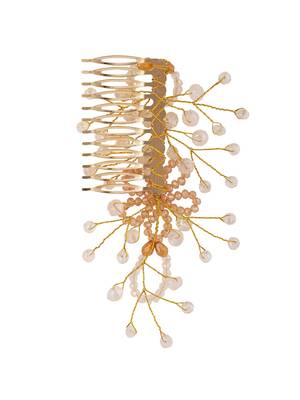 Statement Gold Plated Pearl Studded Floral Design Foldable Hair Accessory with comb for Women and Girls 4