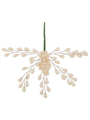 Contemporary Silver Plated Leaf Shaped White colored Pearl Studded Foldable Hair Accessory for Women and Girls 3