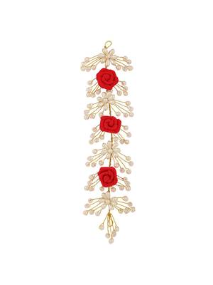 Statement Gold Plated Rose and Pearl Studded Foldable Hair Accessory for Women and Girls 3