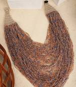 Statement Heavy Layered Long Necklace with Purple Beads for Women and Girls.